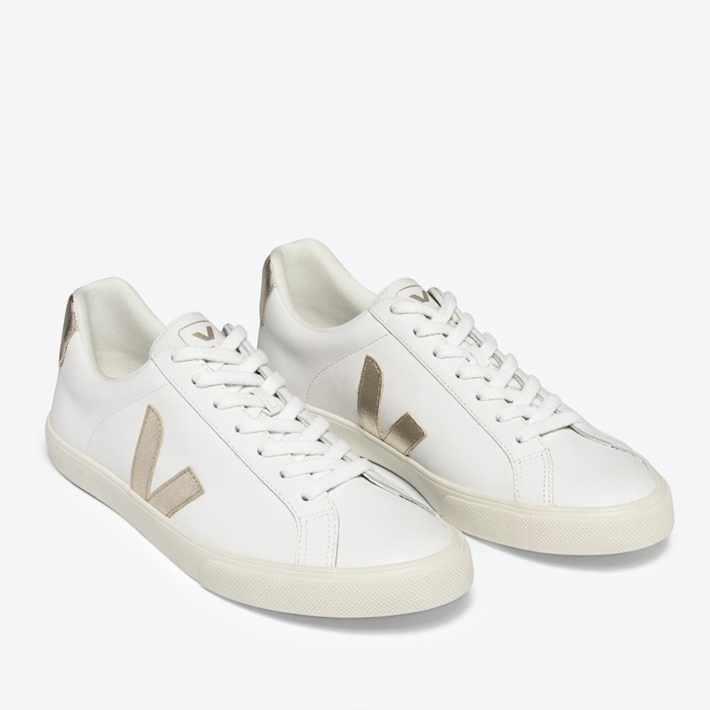 Veja White and Gold Sneakers
